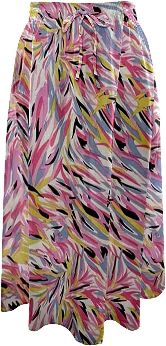 Floral Boho Skirts for Women with Pockets 2025 Summer Elastic Waisted Flowy A-Line Midi Skirt