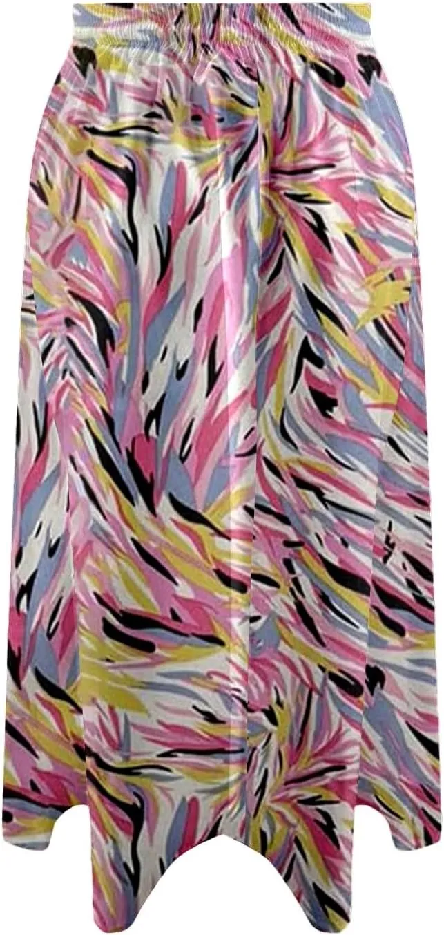 Floral Boho Skirts for Women with Pockets 2025 Summer Elastic Waisted Flowy A-Line Midi Skirt