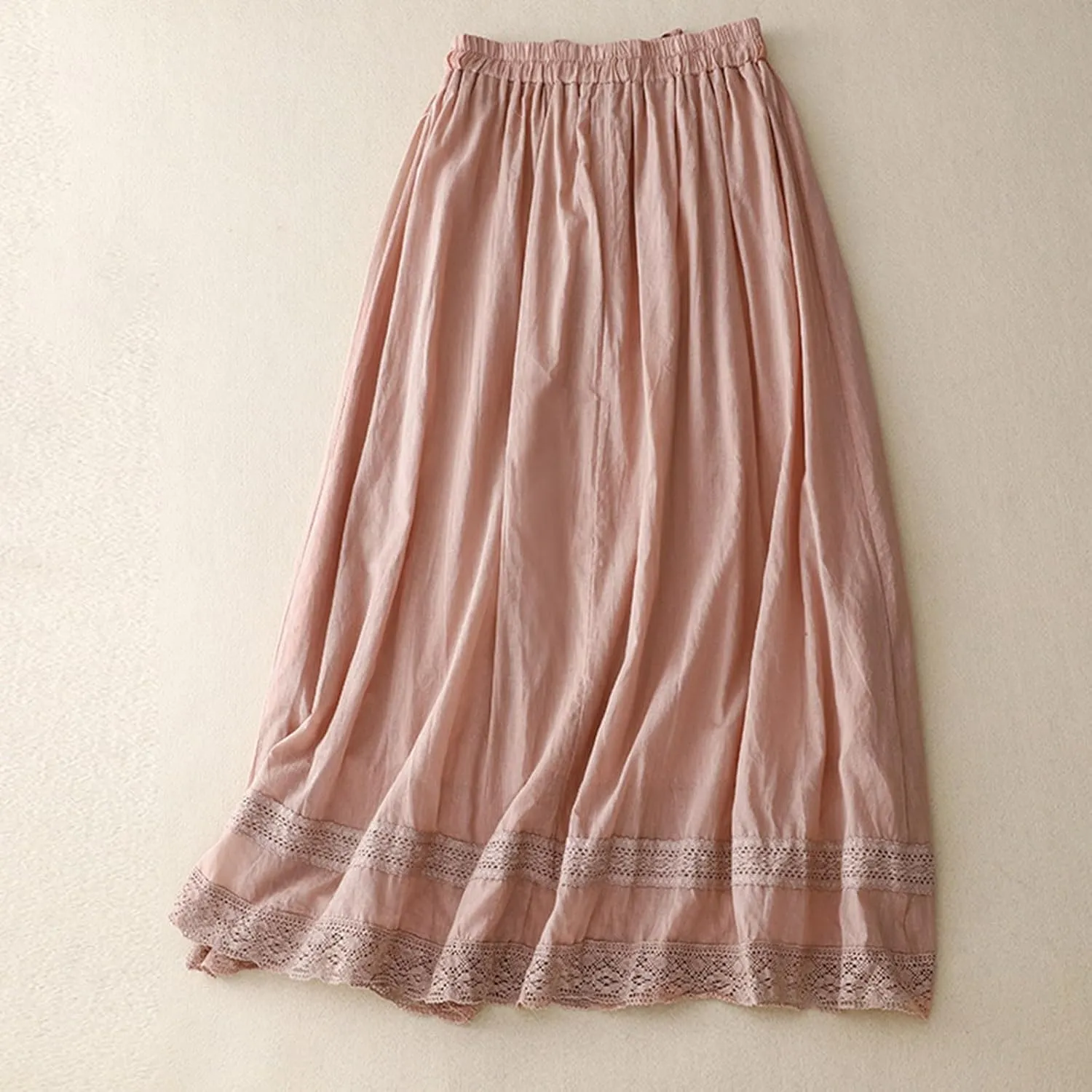 Flowy Cotton Linen Skirt for Women High Waist Drawstring Maxi Skirts Lightweight Casual Boho Skirt Clothes