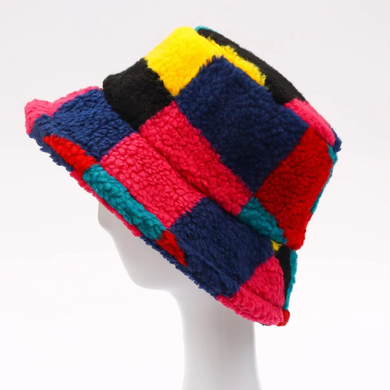 Fuzzy Fur Bucket Hat for Women - Warm Plush Sherpa Winter Hat