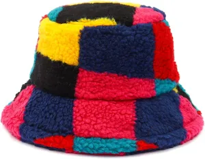 Fuzzy Fur Bucket Hat for Women - Warm Plush Sherpa Winter Hat