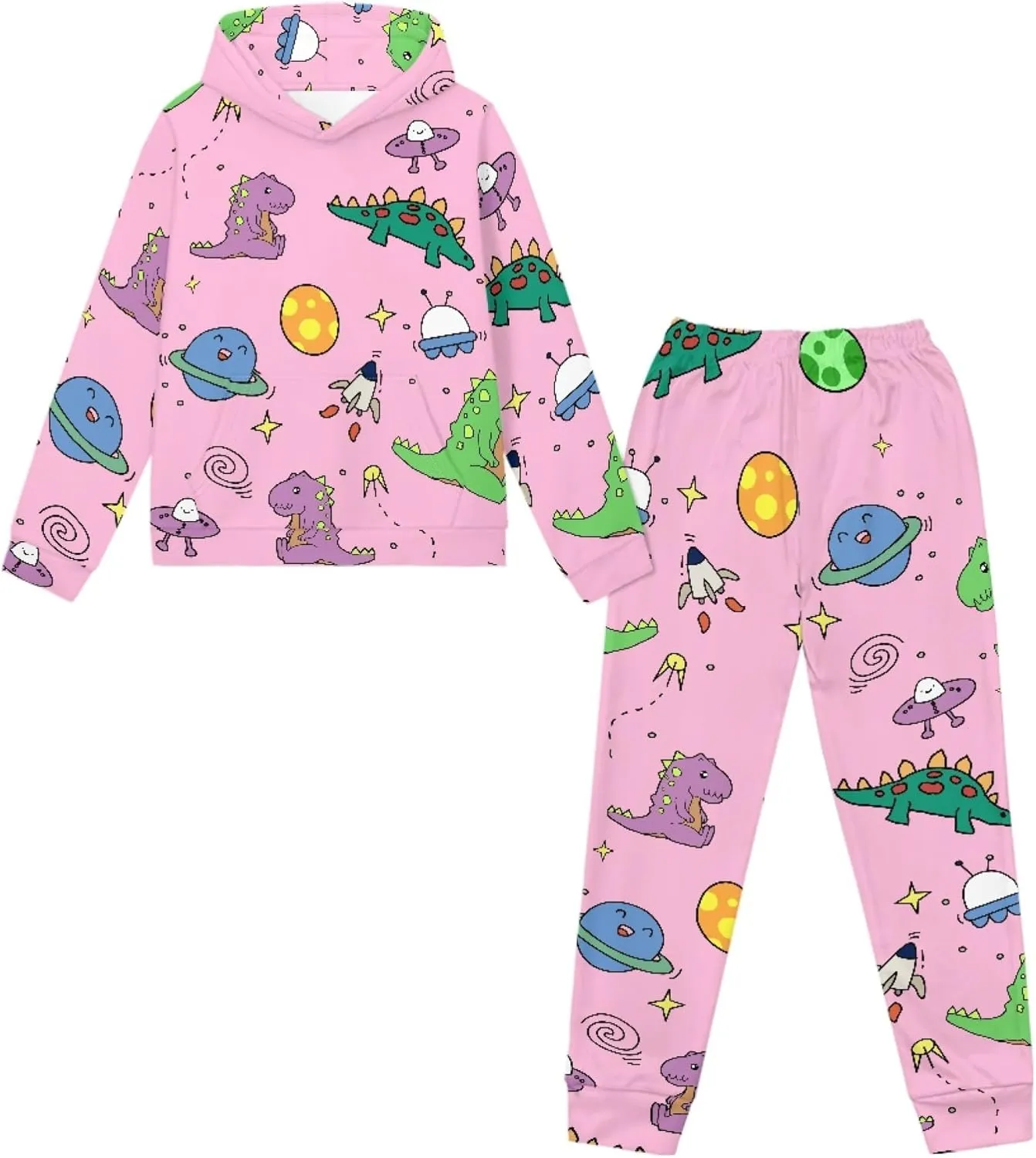 Girls' Active Sweatsuit - 2 Piece Casual Hoodie Sweatshirt and Jogger Sweatpants - Activewear Tracksuit for Girls
