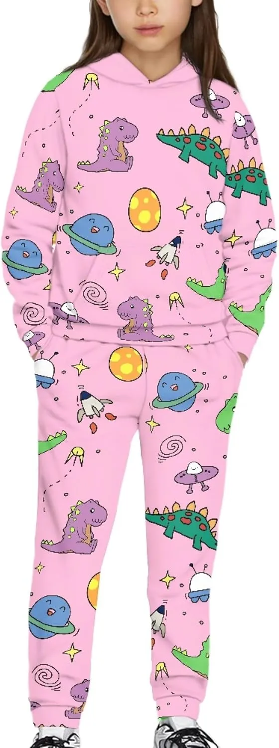 Girls' Active Sweatsuit - 2 Piece Casual Hoodie Sweatshirt and Jogger Sweatpants - Activewear Tracksuit for Girls