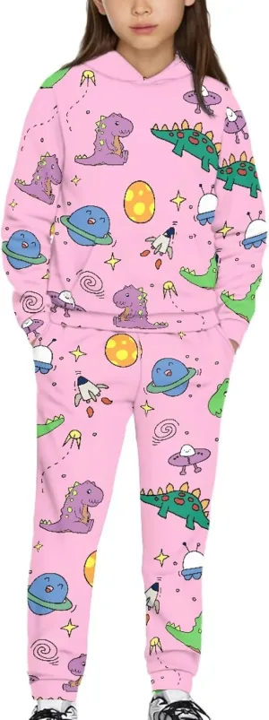 Girls' Active Sweatsuit - 2 Piece Casual Hoodie Sweatshirt and Jogger Sweatpants - Activewear Tracksuit for Girls