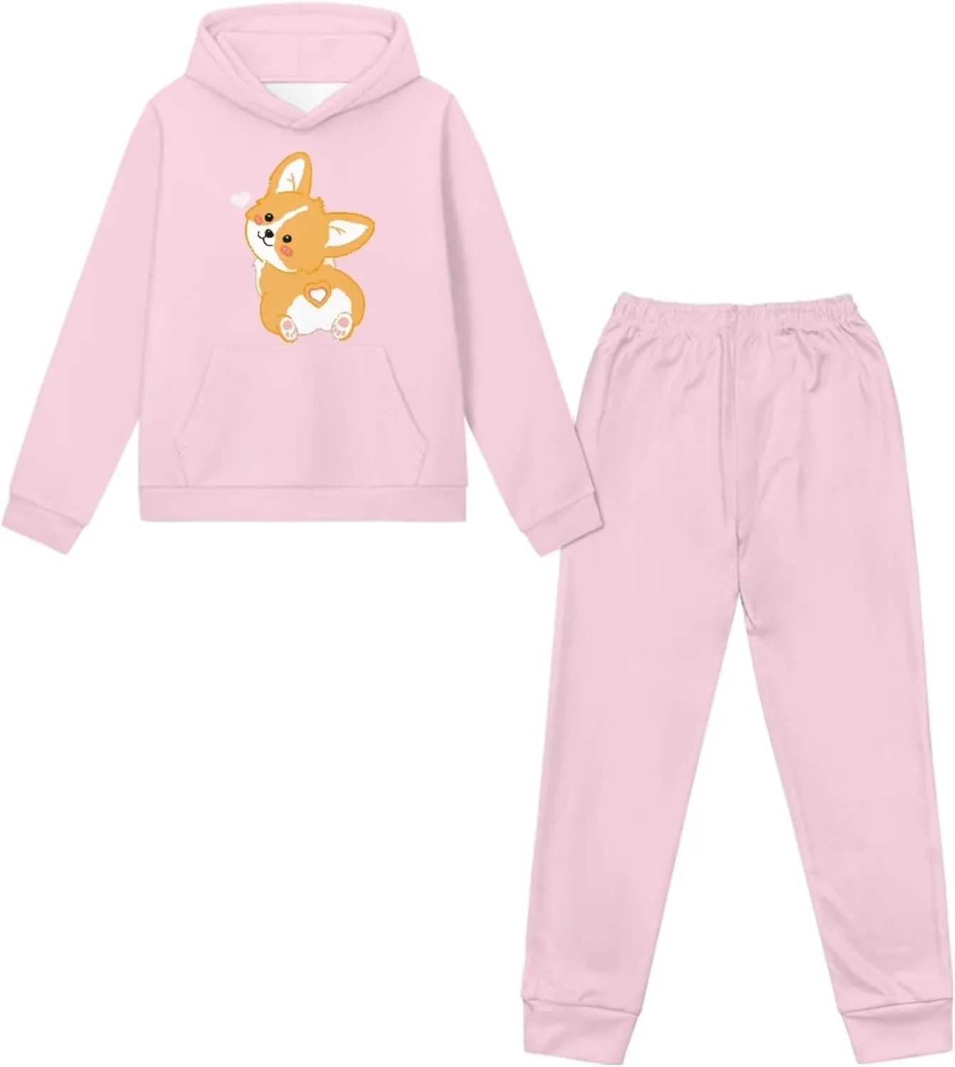 Girls' Active Sweatsuit - 2 Piece Casual Hoodie Sweatshirt and Jogger Sweatpants - Activewear Tracksuit for Girls