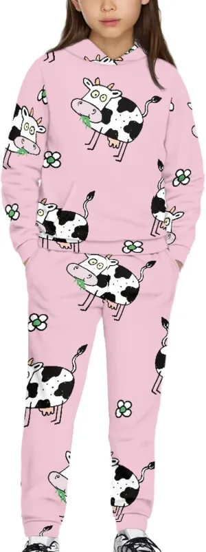 Girls' Active Sweatsuit - 2 Piece Casual Hoodie Sweatshirt and Jogger Sweatpants - Activewear Tracksuit for Girls