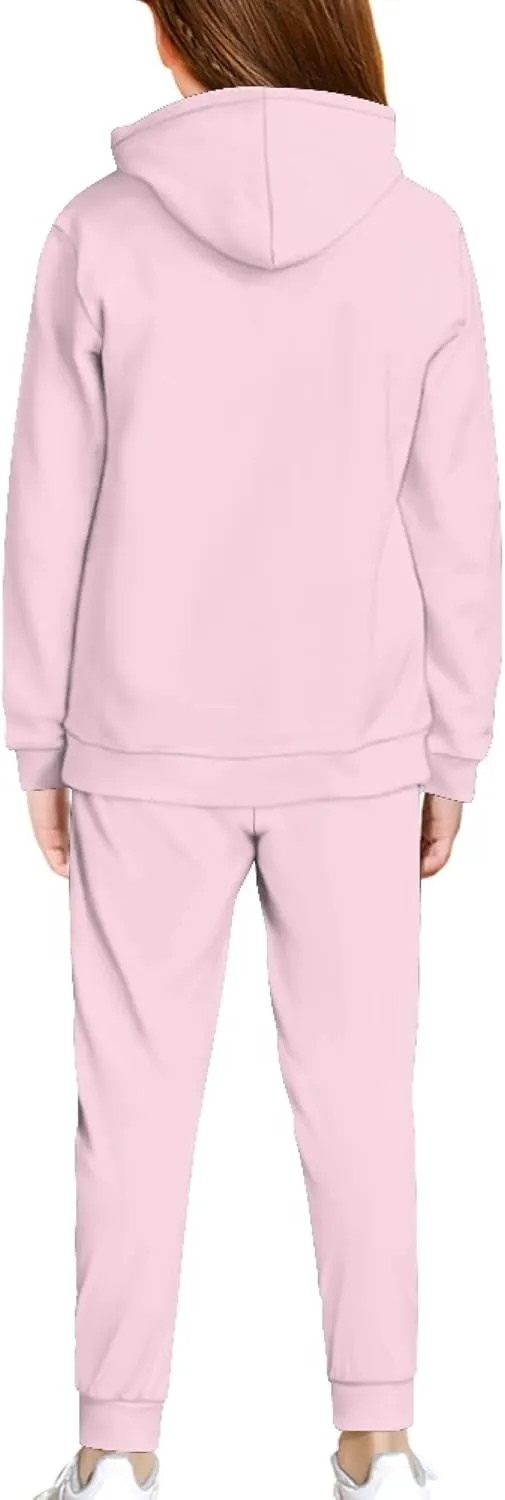 Girls' Active Sweatsuit - 2 Piece Casual Hoodie Sweatshirt and Jogger Sweatpants - Activewear Tracksuit for Girls