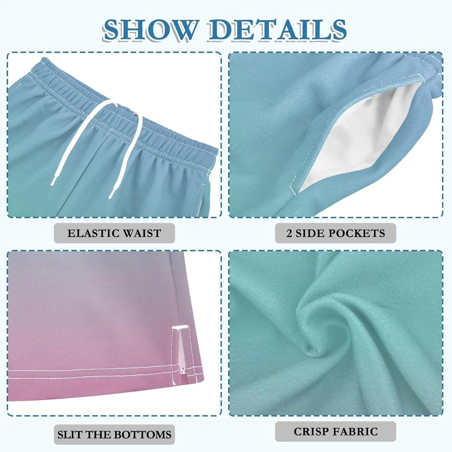 Gradient Boys Athletic Shorts Quick Dry Kids Active Hiking Shorts with Pockets