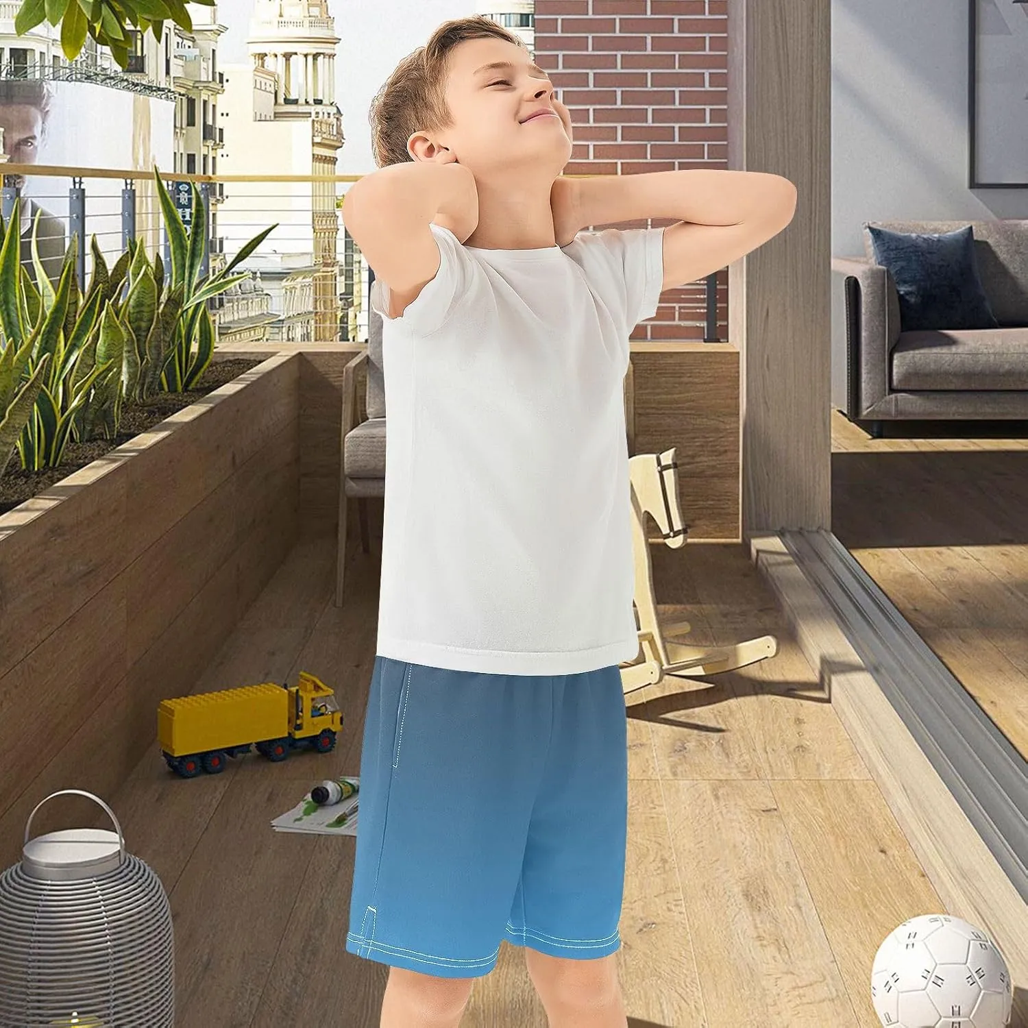 Gradient Boys Athletic Shorts Quick Dry Kids Active Soccer Shorts with Pockets
