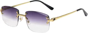 Gradient Lens Metal Sunglasses Rimless Blue Uv400 Brown Women Sun Glasses for Men