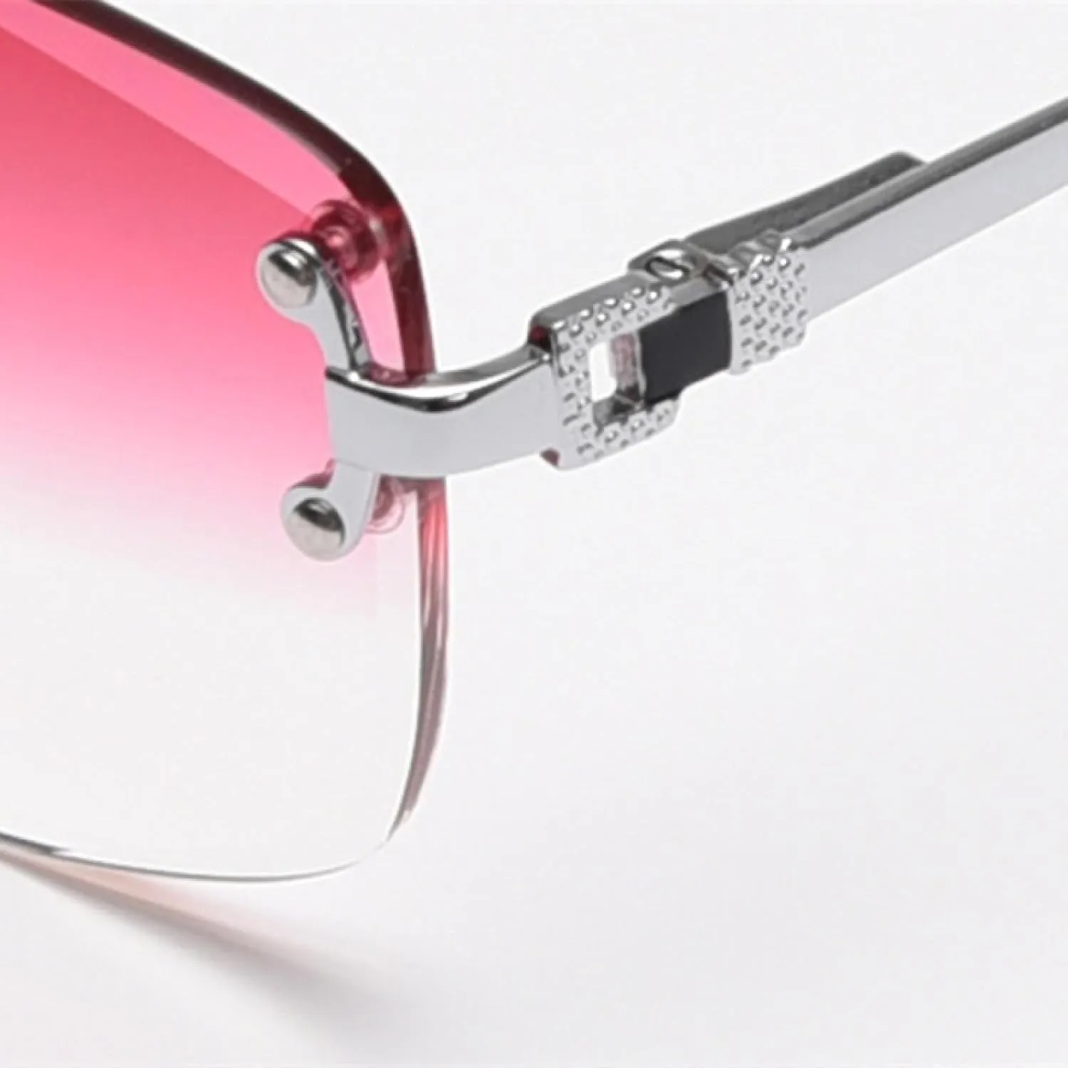 Gradient Lens Metal Sunglasses Rimless Blue Uv400 Brown Women Sun Glasses for Men