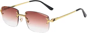 Gradient Lens Metal Sunglasses Rimless Blue Uv400 Brown Women Sun Glasses for Men