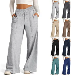 Gumipy Women Wide Leg Sweatpants Casual High Waisted Joggers Comfy Baggy Sweatpants Drawstring Lounge Pants with Pockets