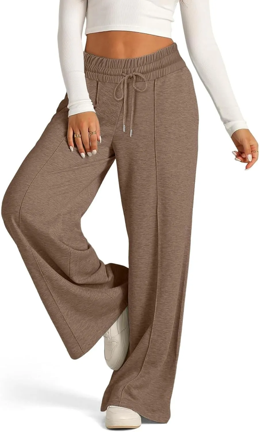 Gumipy Women Wide Leg Sweatpants Casual High Waisted Joggers Comfy Baggy Sweatpants Drawstring Lounge Pants with Pockets