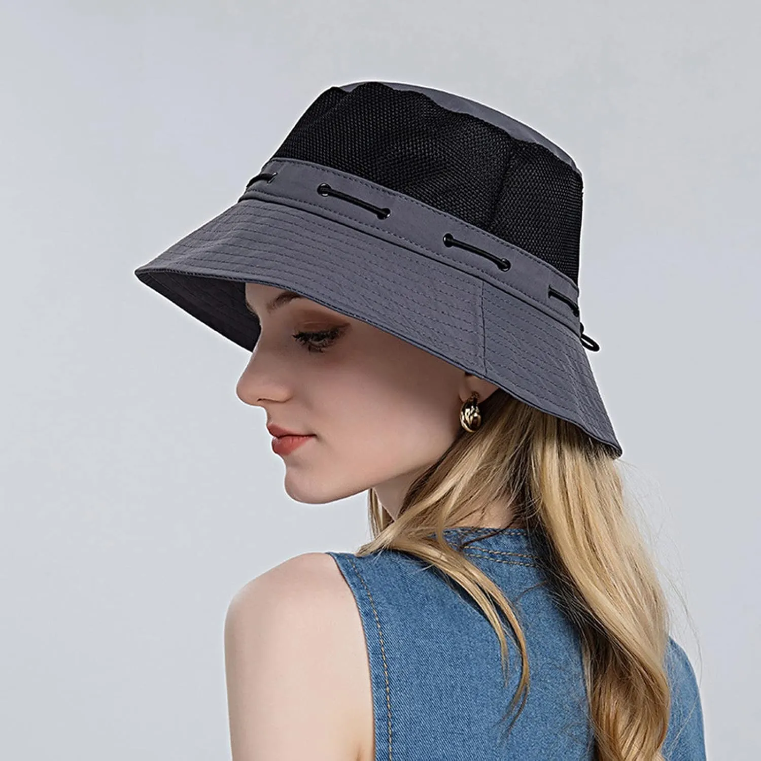 Head Wrap for Ladies Women Sun Hat Wide Brim Protection Beach Hat Adjustable Bucket Hat Summer Hats Quick Drying Hats