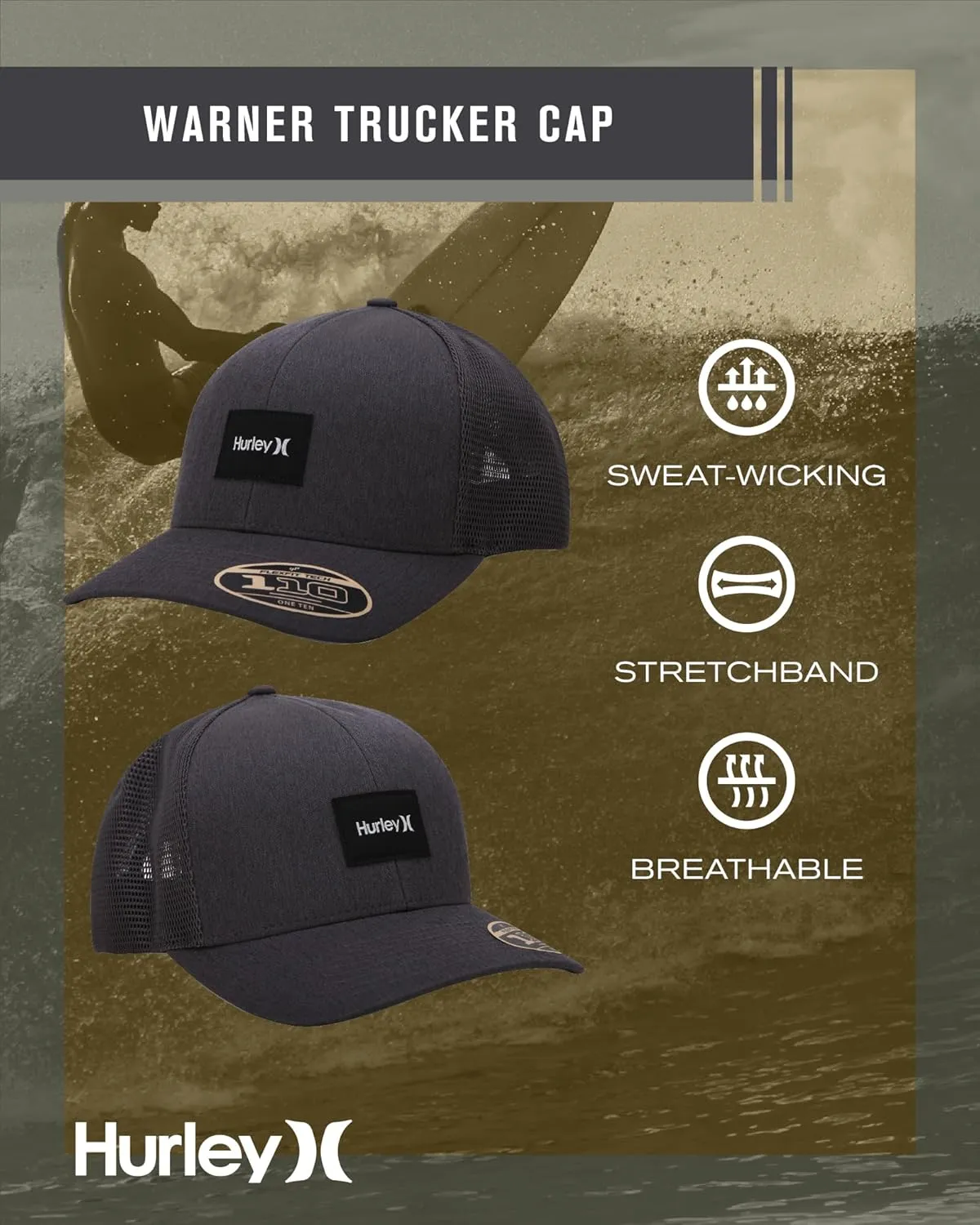 Hurley Men's Snap Back Hats - Fairway Trucker Mesh Baseball Cap Hats for Men