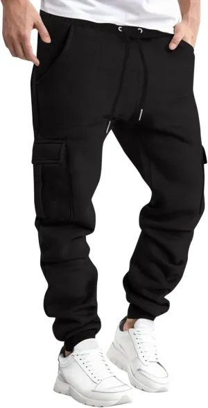 Joggers for Men Fleece Casual Drawstring Baggy Sport Athletic Gym Workout Sweatpants Cargo Sweatpants with Pockets