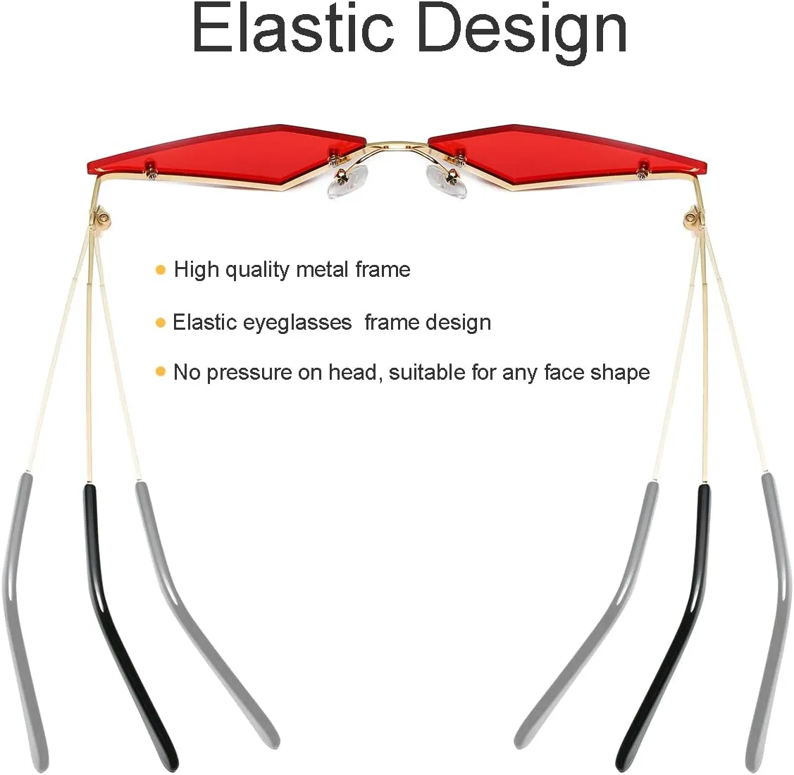JOVAKIT Rimless Lozenge Sunglasses for Women Men Fashion Polygon Sun Glasses Metal Frame Rave Party Halloween Eyeglasses