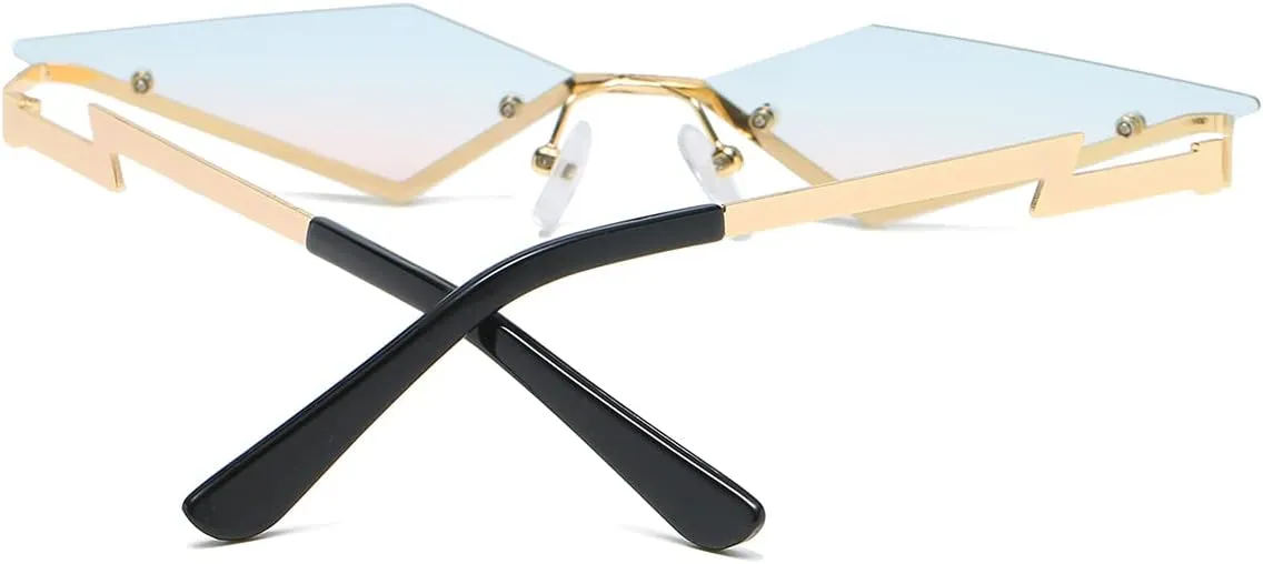JOVAKIT Rimless Lozenge Sunglasses for Women Men Fashion Polygon Sun Glasses Metal Frame Rave Party Halloween Eyeglasses