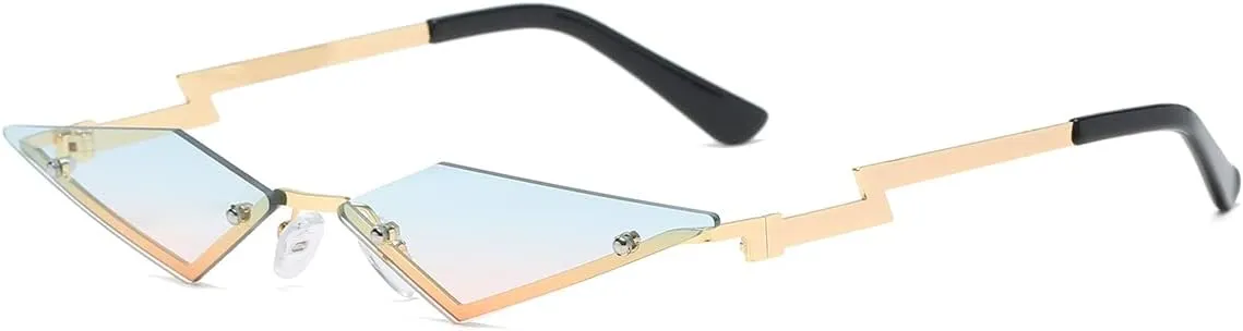 JOVAKIT Rimless Lozenge Sunglasses for Women Men Fashion Polygon Sun Glasses Metal Frame Rave Party Halloween Eyeglasses