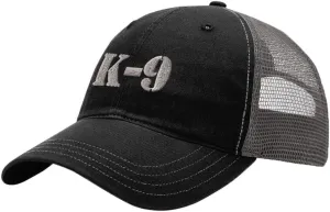 K-9 Silver Logo Embroidery Design Richardson Cotton Front and Mesh Back Cap Black/Charcoal
