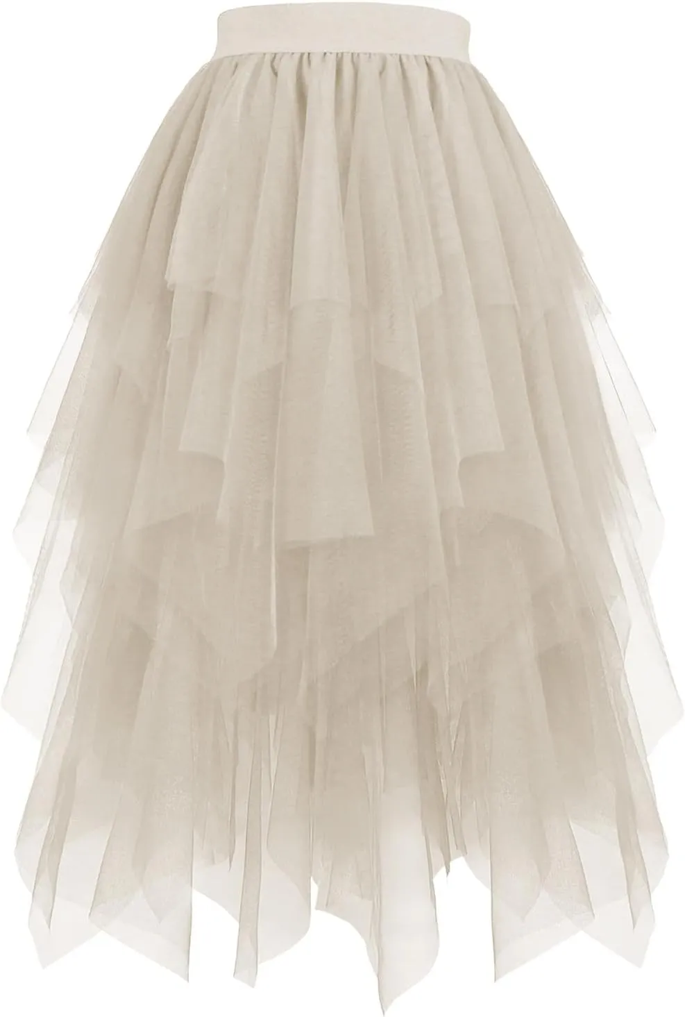 Layered Tulle Skirt for Women Gothic Asymmetrical Mesh Maxi Skirts Fashion High Waist Costume Style