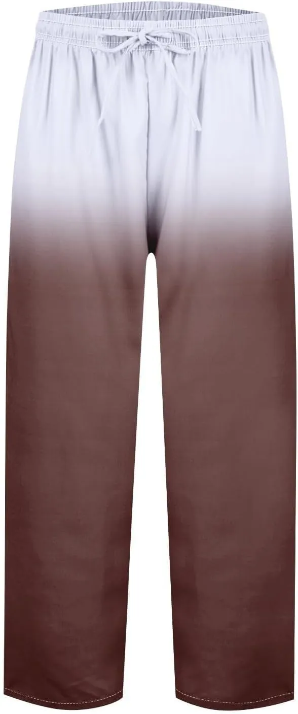 LCMTWX Petite Linen Pants Waist Pants Drawstring Capri Pants with Pockets Wide Leg Cropped Pants for Women Linen Pant
