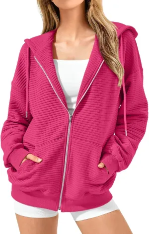 Lightweight Hoodies Tops Women Casual Jackets Zip Up Long Sleeve Sweatshirts with Pockets Fall Breathable Pullover