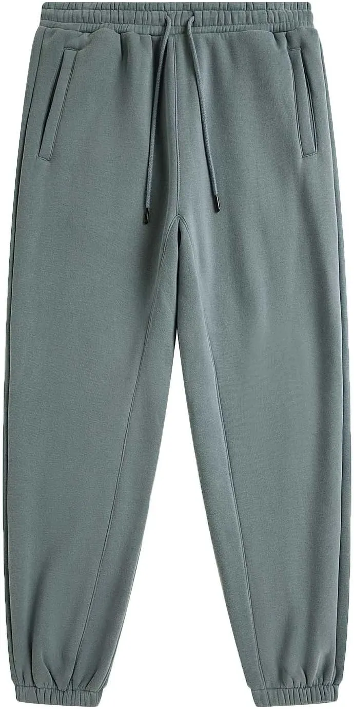 Lmdudan Cotton Fleece Lined Sweatpants for Men High Waisted Warm Casual Lounge Jogger Pants Tapered Trousers with Pockets