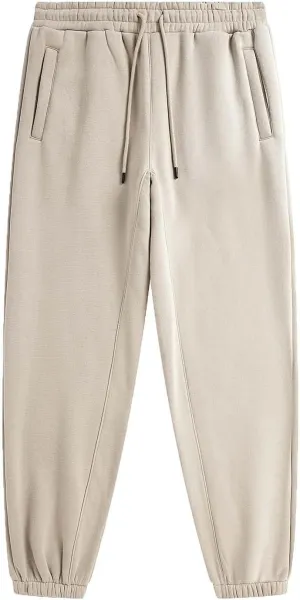 Lmdudan Cotton Fleece Lined Sweatpants for Men High Waisted Warm Casual Lounge Jogger Pants Tapered Trousers with Pockets