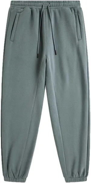 Lmdudan Cotton Fleece Lined Sweatpants for Men High Waisted Warm Casual Lounge Jogger Pants Tapered Trousers with Pockets