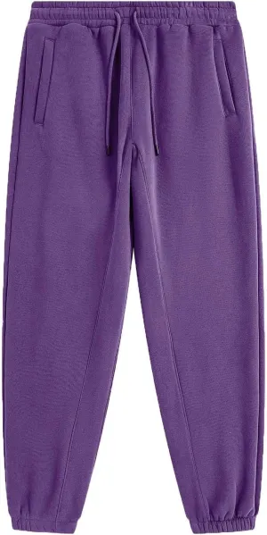 Lmdudan Cotton Fleece Lined Sweatpants for Men High Waisted Warm Casual Lounge Jogger Pants Tapered Trousers with Pockets
