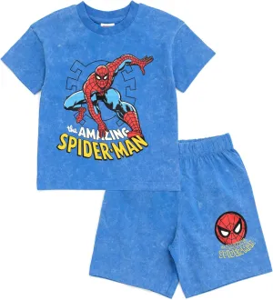 Marvel Avengers Spiderman T-Shirt and French Terry Shorts Set