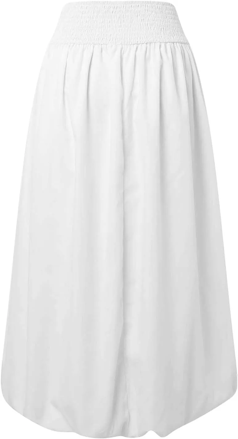 Maxi Skirts for Women 2025 Summer Vacation Flowy Elastic High Waisted Swing A Line Long Skirt