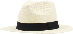 Men and Women Summer Beach Hat with Black Band Straw Hat Flat Brim Fedoras Panama Sun Hat