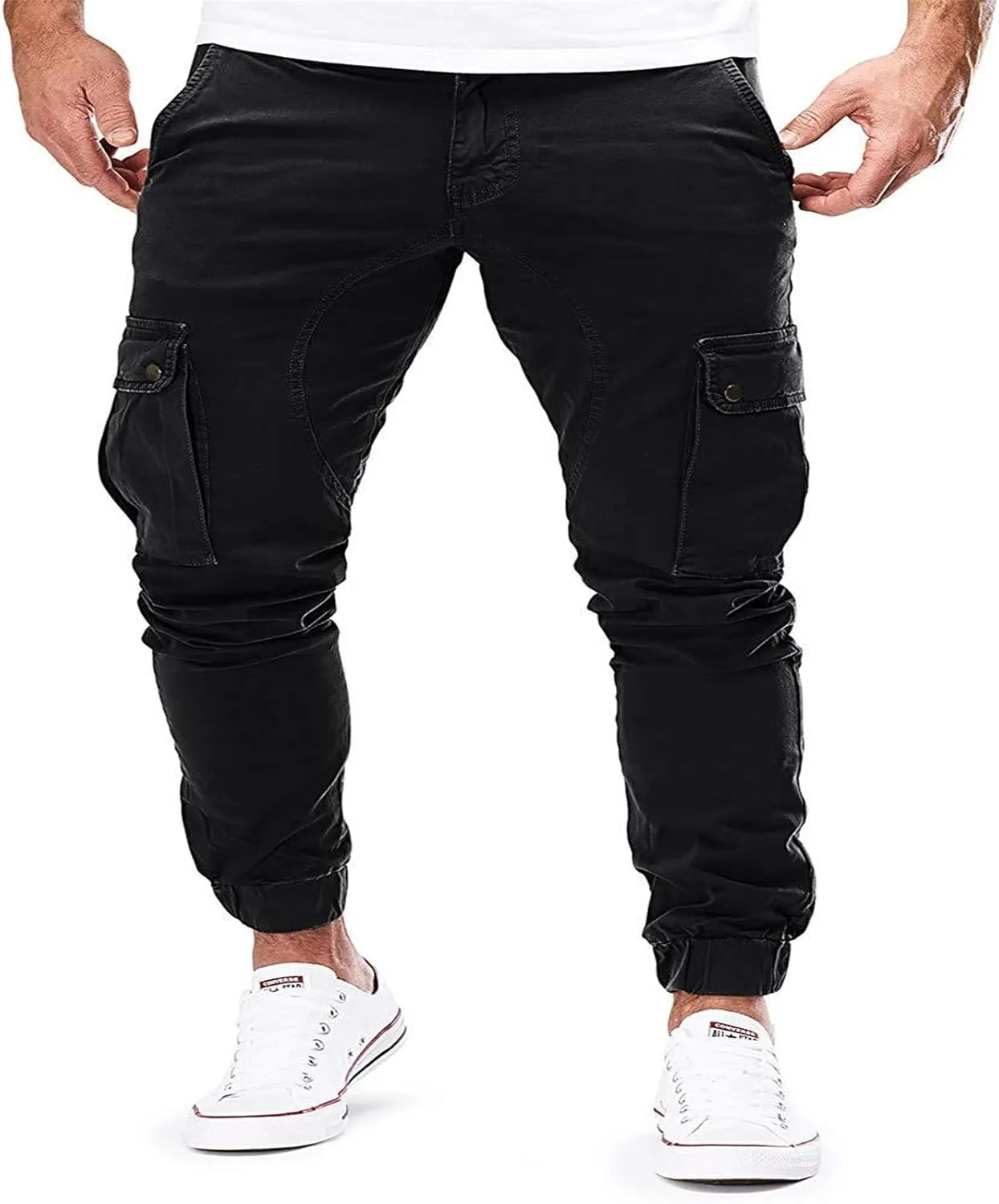 Men Hiking Joggers Sweatpants All Solid Color Painting Cotton Linen Loose Plus Size Loose Straight Sweatpants for Men