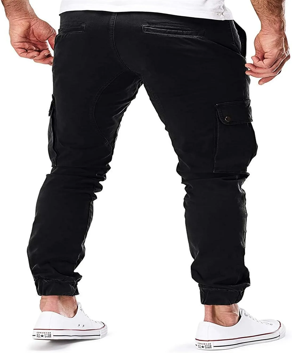 Men Hiking Joggers Sweatpants All Solid Color Painting Cotton Linen Loose Plus Size Loose Straight Sweatpants for Men