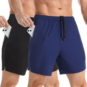Men's 7" Athletic Running Shorts Lightweight Quick Dry Gym Workout Shorts with Zipper Pockets