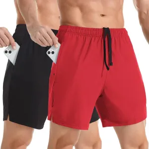 Men's 7" Athletic Running Shorts Lightweight Quick Dry Gym Workout Shorts with Zipper Pockets