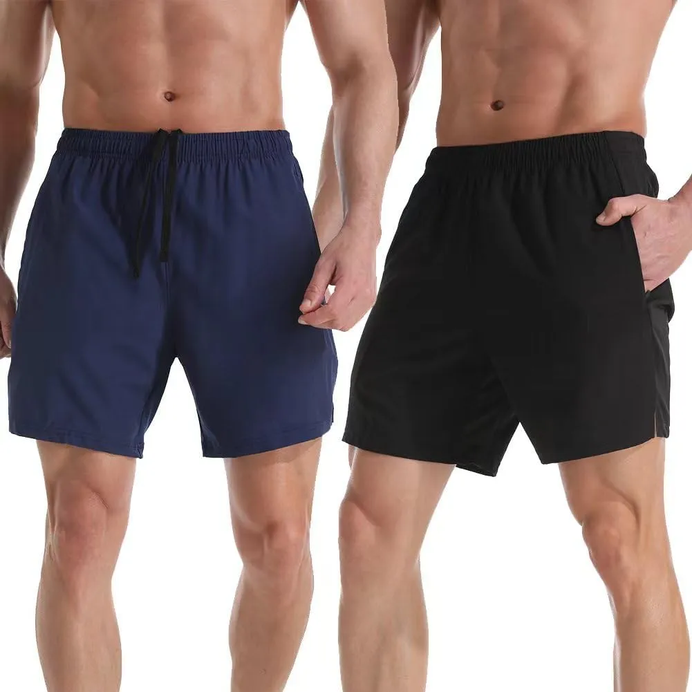 Men's 7" Athletic Running Shorts Lightweight Quick Dry Gym Workout Shorts with Zipper Pockets