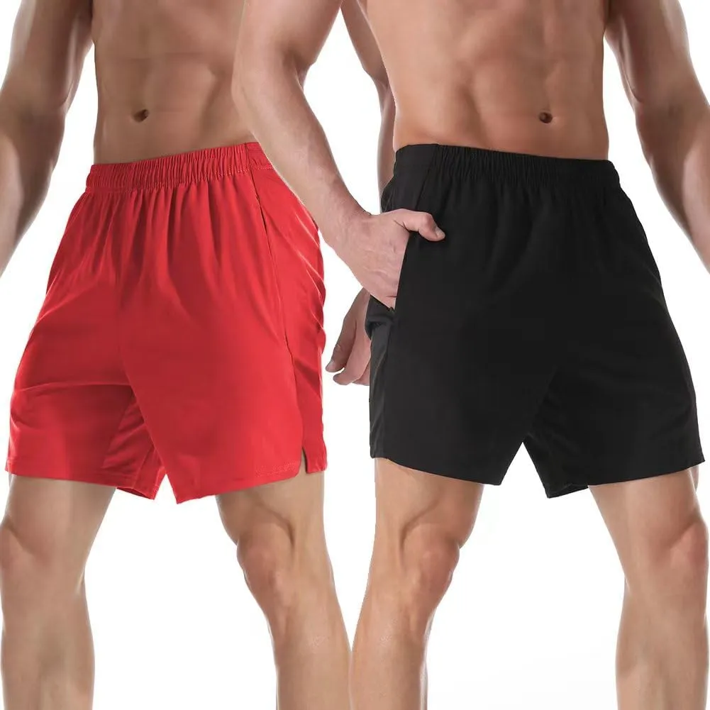 Men's 7" Athletic Running Shorts Lightweight Quick Dry Gym Workout Shorts with Zipper Pockets