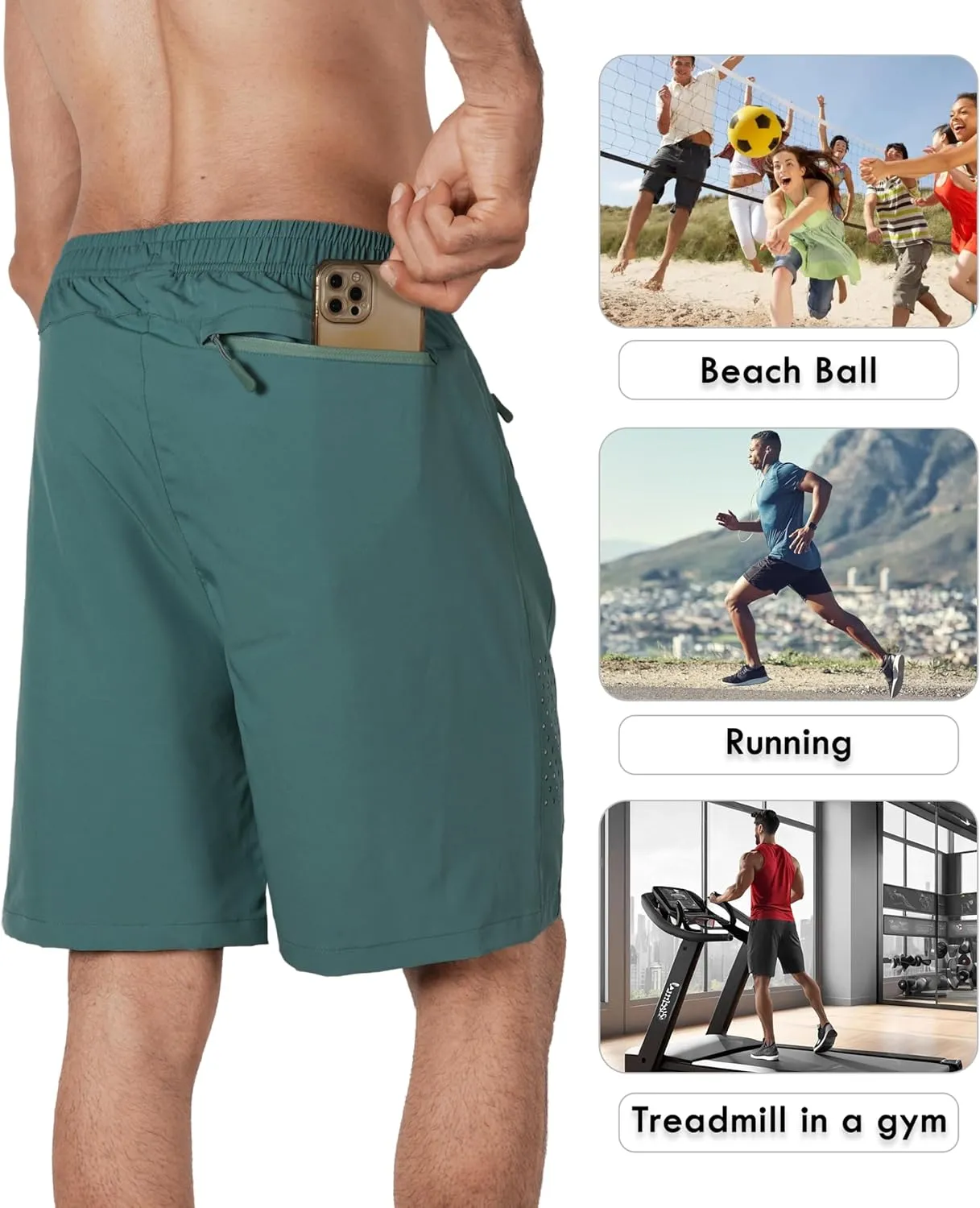Men's Athletic Running Shorts Quick Dry Workout Shorts Lightweight Sports Gym Basketball Shorts Hiking