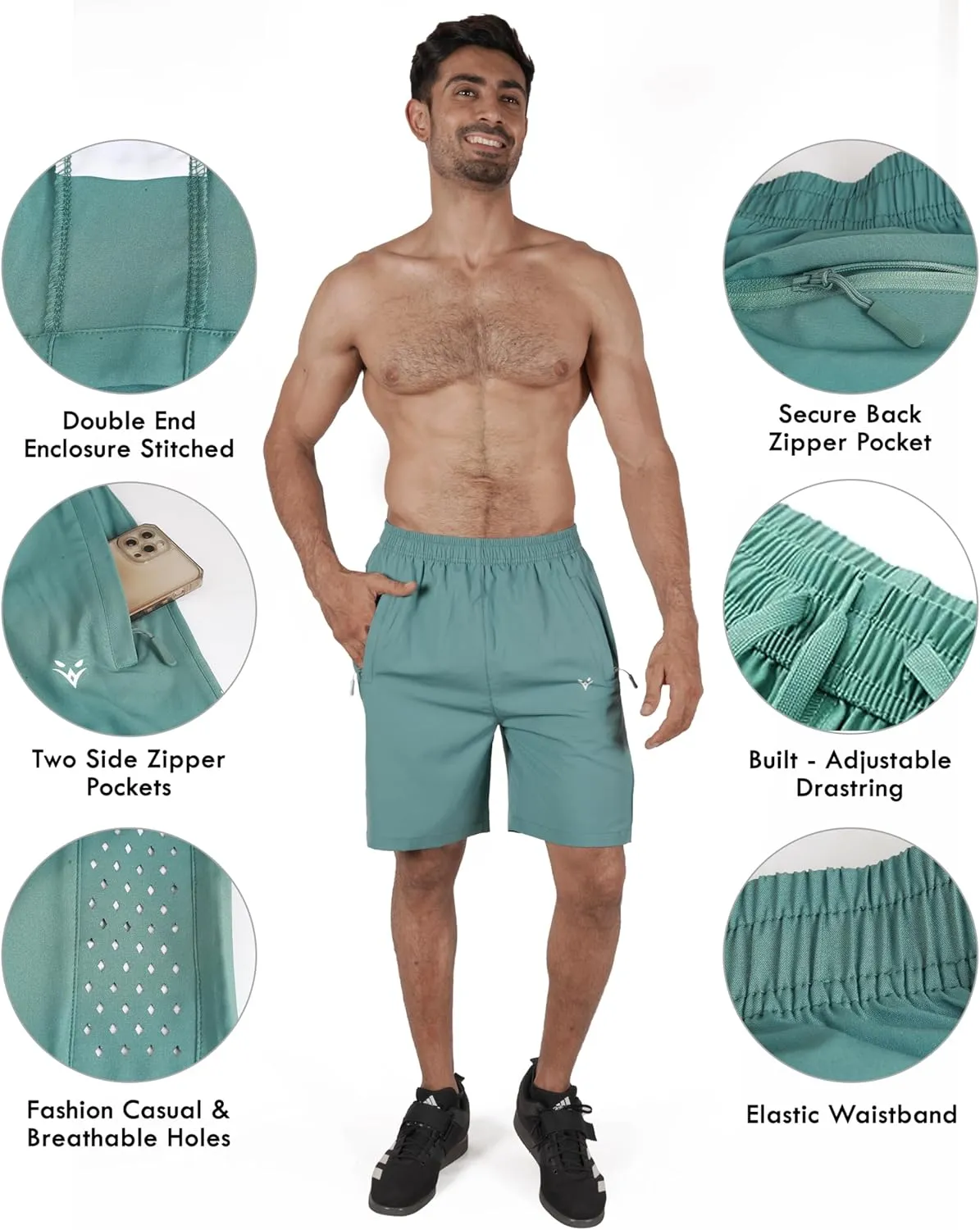 Men's Athletic Running Shorts Quick Dry Workout Shorts Lightweight Sports Gym Basketball Shorts Hiking