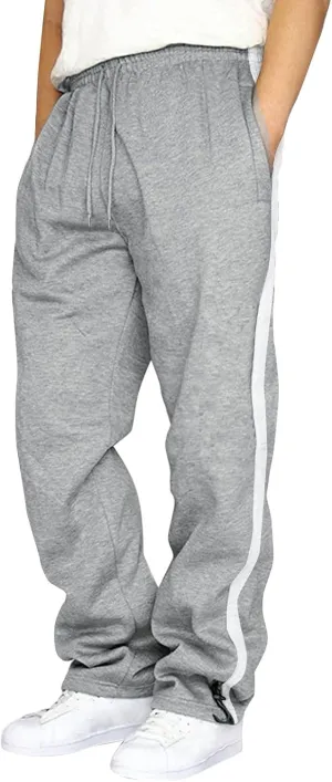 Men's Baggy Sweatpants Trendy Side Stripe Drawstring Athletic Pants Plus Size Wide Leg Lounge Long Pants with Pockets