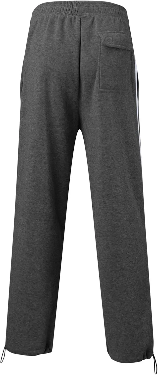 Men's Baggy Sweatpants Trendy Side Stripe Drawstring Athletic Pants Plus Size Wide Leg Lounge Long Pants with Pockets