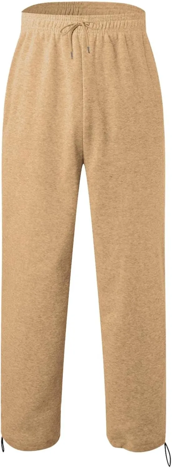 Men's Baggy Sweatpants Trendy Side Stripe Drawstring Athletic Pants Plus Size Wide Leg Lounge Long Pants with Pockets