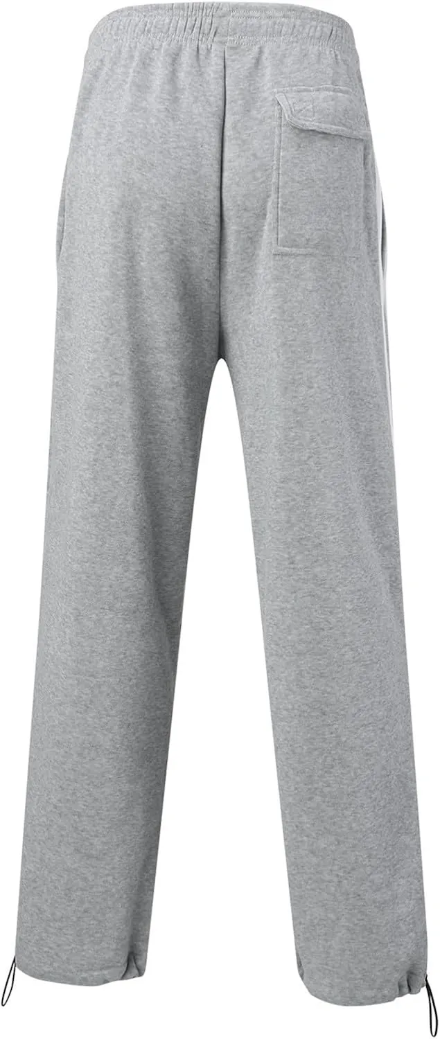 Men's Baggy Sweatpants Trendy Side Stripe Drawstring Athletic Pants Plus Size Wide Leg Lounge Long Pants with Pockets