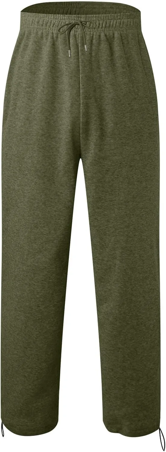 Men's Baggy Sweatpants Trendy Side Stripe Drawstring Athletic Pants Plus Size Wide Leg Lounge Long Pants with Pockets