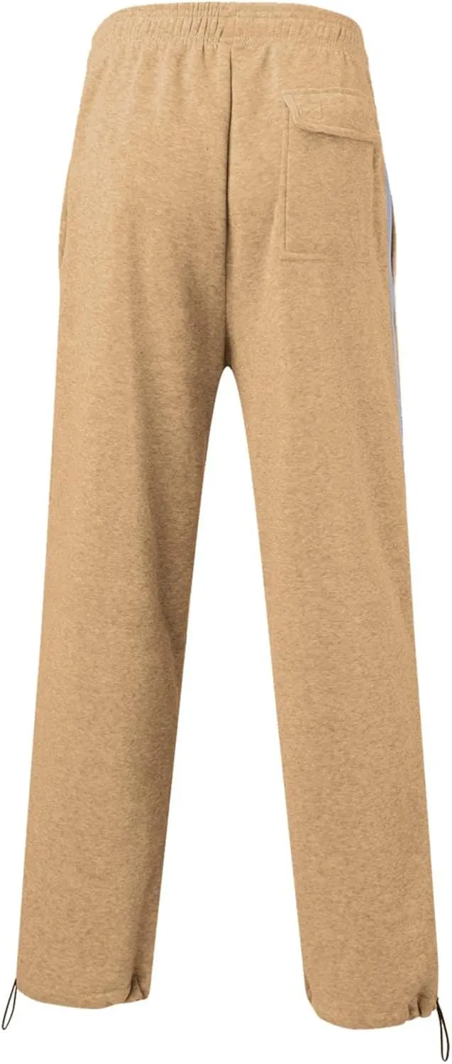 Men's Baggy Sweatpants Trendy Side Stripe Drawstring Athletic Pants Plus Size Wide Leg Lounge Long Pants with Pockets