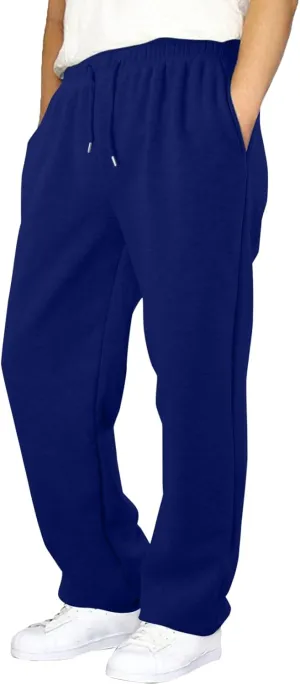 Mens Fleece Lined Sweatpants Baggy Joggers Pants Wide Leg Workout Pants Elastic Waist Cargo Sweatpants Casual Bottoms